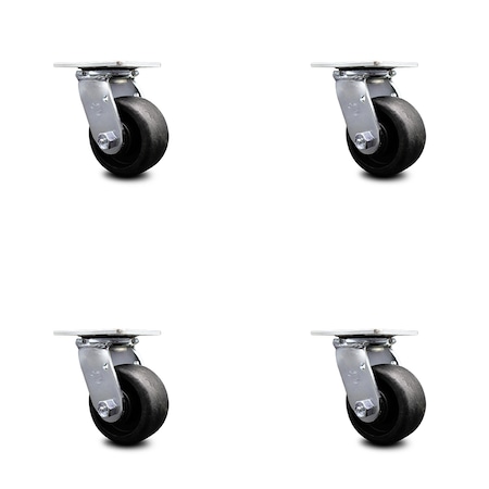 Service Caster 4 Inch Glass Filled Nylon Wheel Swivel Caster Set with Roller Bearings SCC SCC-30CS420-GFNR-4